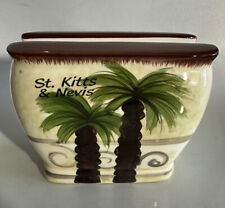 Souvenir Ceramic Napkin Holder St Kitts & Nevis islands Caribbean Palm trees 5x4 picture