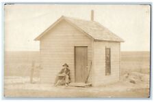 c1910's Man Guarding Shack Frontier Claim RPPC Photo Unposted Antique Postcard picture