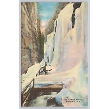 Postcard The Flume in Winter White Mountains New Hampshire Linen Vintage picture