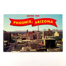 Postcard Arizona Phoenix AZ Downtown Aerial Banner 1960s Unposted Chrome picture