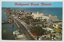 Florida Hollywood Beach Hotel Aerial View Postcard Chrome picture