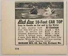 1958 Print Ad Rich Line 10-Foot Car Top Aluminum Boats Richland,MO picture