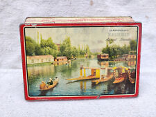 1950s Vintage JB Mangharam Assorted Biscuits Kashmir House Boat Adv Tin TB783 picture