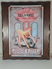 Framed Metal Sign - Fill'er Up Full Service Gasoline - Motorcycles picture