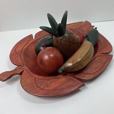 Wooden Fruit Display Leaf Tray Handcrafted Senegal West African Art Dish Decor picture