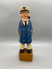 Vintage Sailor Sea Captain Fisherman Wooden Nautical Primitive Folk Art Figurine picture