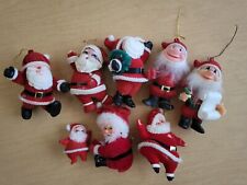 8 Various Vintage Felt Flocked Santa Christmas Tree Ornaments/Huggers Retro picture