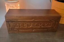 Wood Recipe Box Vintage Rare Double Wide MCM - With Recipes picture