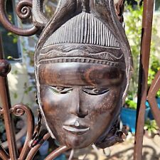 IVORY COAST EBONY HAND CARVED AFRICAN MASK glossy color dark brown picture
