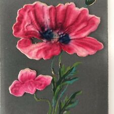 Embossed Applique Red Velvet Floral Circa 1901-07 Postcard 2T5-567 picture