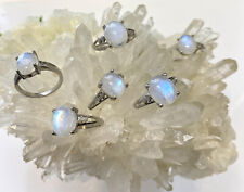 Wholesale Lot 6 Pcs Natural Moonstone White Bronze Rings Crystal Healing Energy picture