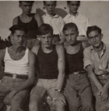 6S Photograph Group Young Men Portrait Rocks Hike 1940's Boys picture