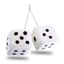Zone Tech Pair Black and Mirror Fuzzy Dice – 3” Pair Black and Plush Car White picture