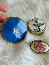Vintage Compact Pill Box Lot 3 Stratton Courting Couple Silver Trinket Boxes picture