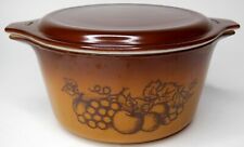Vintage Pyrex Old Orchard 1 Qt Round Casserole Dish 473 Brown Lid  picture