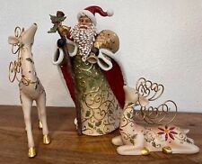 Set of 3 Christmas decor Santa Claus with 2 reindeers A1223 picture