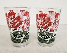 1950s Vintage Lot of 2 Floral Drinking Glasses with FLOWERS picture