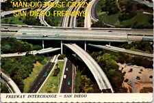CONTINENTAL SIZE VINTAGE POSTCARD 1980s AERIAL OF SAN DIEGO FREEWAY INTERCHANGE picture