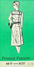 Vintage 1960s Anne Adams Pattern 4877 High Collar Off Center Closure Dress 32.5