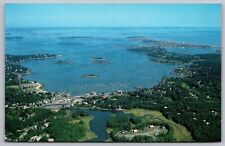 Hingham Massachusetts Hingham Harbor Scenic Birds Eye View Chrome Postcard picture