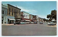 1950s CLAY CENTER KANSAS 6th ST LOOKING NORTH REXALL DRUGS AUTOS POSTCARD P3043 picture
