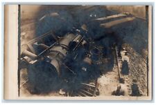Locomotive Train Wreck Postcard RPPC Photo Railroad Accident Scene Passenger picture