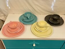 VINTAGE 1950's 16 piece Boonton Ware Melmac 4 Color Set Plates Cups/Saucers picture