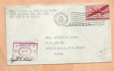 WORLD WAR II MILITARY MAIL APO 633 1945 18th WEATHER SQ DET 123 CENSORED picture