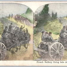 c1910s WWI Aisne France French Battery Stereoview Art Horse Calvary Military V34 picture