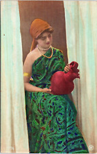 RPPC Hand Tint Exotic Girl Draped Gown Silk Texture Finish DRGM Studio  N-178 picture