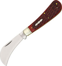 Rough Rider Red Jigged Bone Handle Stainless Hawkbill Folding Blade Knife 305 picture