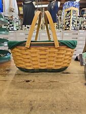 Longaberger 2004 Holiday Hostess Large Green Greetings Basket+Protector+Liner picture