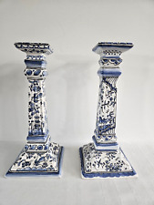 Berardos Vintage Hand Painted Ceramic Candle Sticks Made in Portugal 9.5