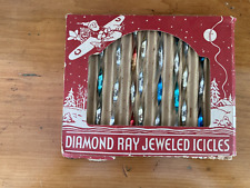 Vintage 1930s Diamond Ray Jeweled Metal Icicles Christmas Tree Decoration picture