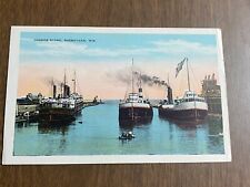 Vintage Harbor Scene Sheboygan Wisconsin Postcard tug Boat ship picture