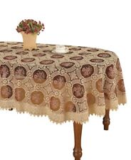Simhomsen Vintage Burgundy Lace Tablecloth Embroidered Oval 60 × 120 Inch picture