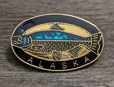 Alaska Blue Iridescent Salmon Oval Travel/Souvenir Lapel Pin picture