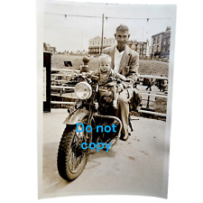 Vintage SUNBEAM Motorcycle Photo Royal Enfield 1950s Man & Boy 1952 Margate picture