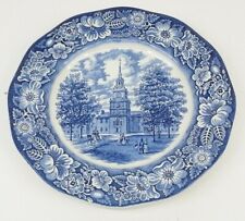 Vintage Liberty Blue Staffordshire Ironstone Independence Hall England Plate picture