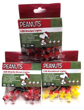 CHRISTMAS PEANUTS 10 LED of each Snoopy, Woodstock, Charlie Brown LIGHTS SET NEW picture