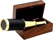 Thor Viking Valhalla Mini Pirate Spyglass Brass 6 inch Telescope with Wooden Box picture