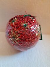 Godiva Christmas Red Beaded Ball Ornament 4” diameter picture