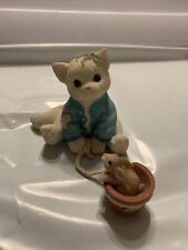VINTAGE 1997 Enesco CALICO KITTENS - Some Bunny To Love You - Cat Figure 295590 picture