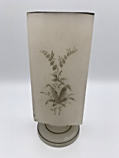 Victorian Candle Holder Painted Frosted Glass Gold Foil Accents Antique 1800's picture