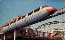 Vintage Postcard Agawam Mass MA Riverside Park Monorail Train Mass Transit picture