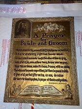 Vintage Engraved A Prayer For Bride & Groom 8x11 Metal Etching Nice Shape picture