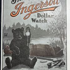1903 Mag Ad Ingersoll Dollar Watch Bear With Pocket Watch Sportsmen Original picture