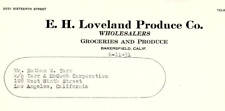 1931 BAKERSFIELD CA E.H. LOVELAND PRODUCE CO GROCERIES SYMPATHY LETTERHEAD Z1415 picture