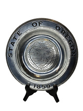State Oregon Pewter plate VTG 9