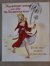 Vintage American Greeting A Sapphire Card Birthday Card Blonde Pin-Up 1940s picture